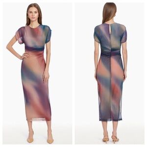 Amanda Uprichard Celestia Tie-Dye Multi Color Midi Dress Size Small NWT